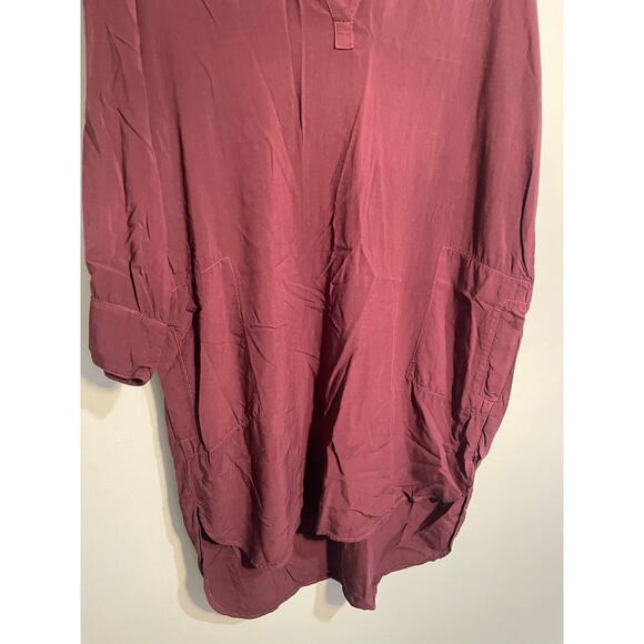 Michael Stars Rust Brown Split Neck Tunic Dress Size Large - Picture 3 of 12